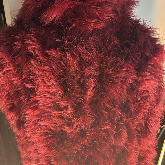 Haute Hippie Faux Fur Burgundy Size M - Picture 5 of 10